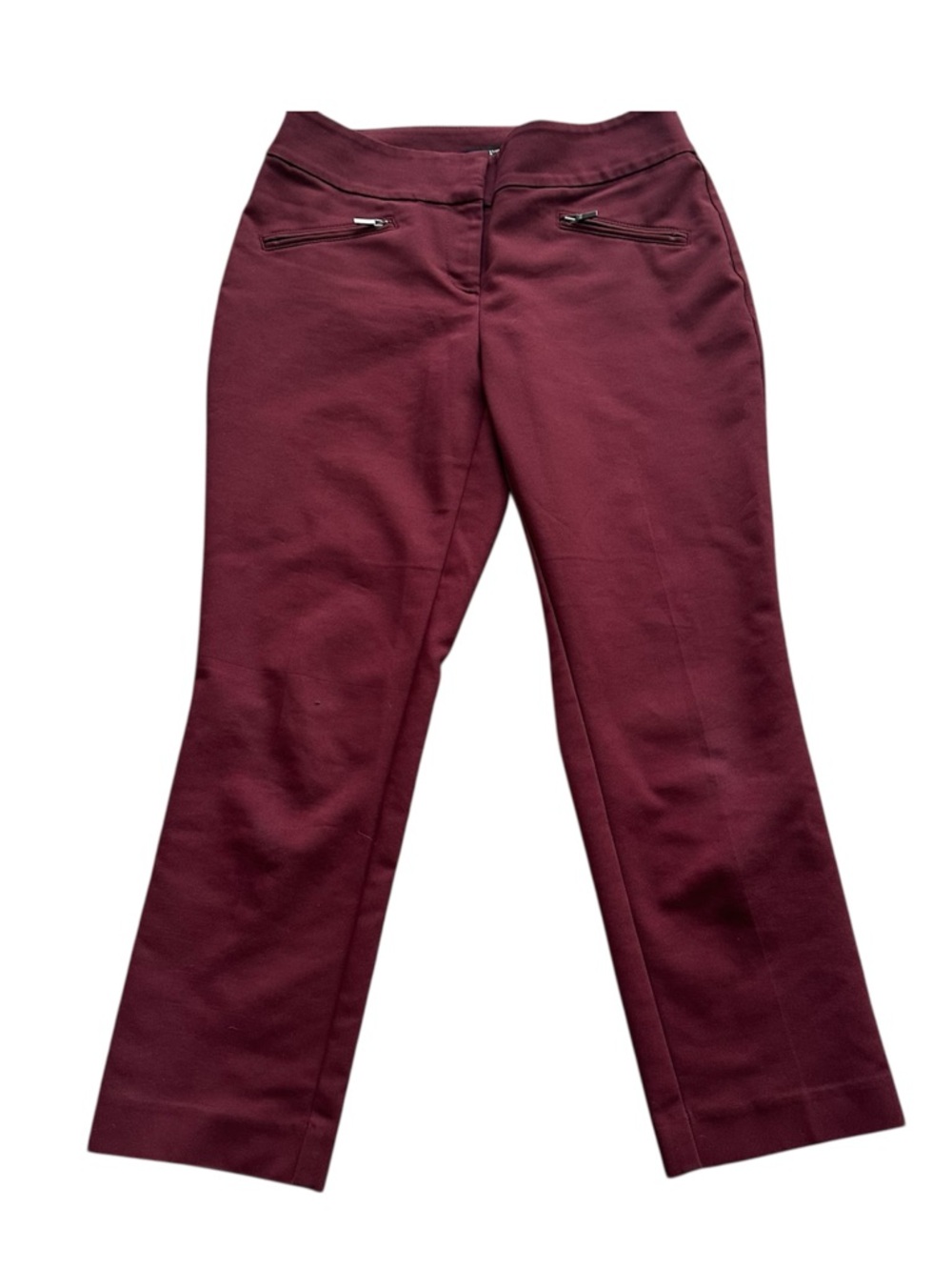 Ann Taylor Petite Cropped Dress Pants 00 | Burgundy Tailored Workwear Trousers
